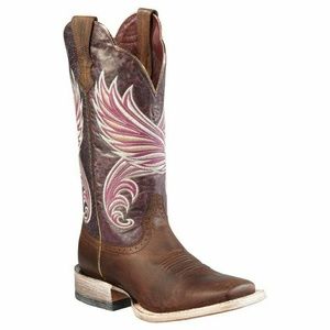 Ariat Brown and Pink Embroidered Heeled Boots